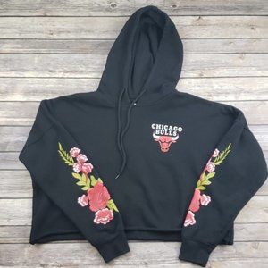 NBA Chicago Bulls Floral Crop Hoodie